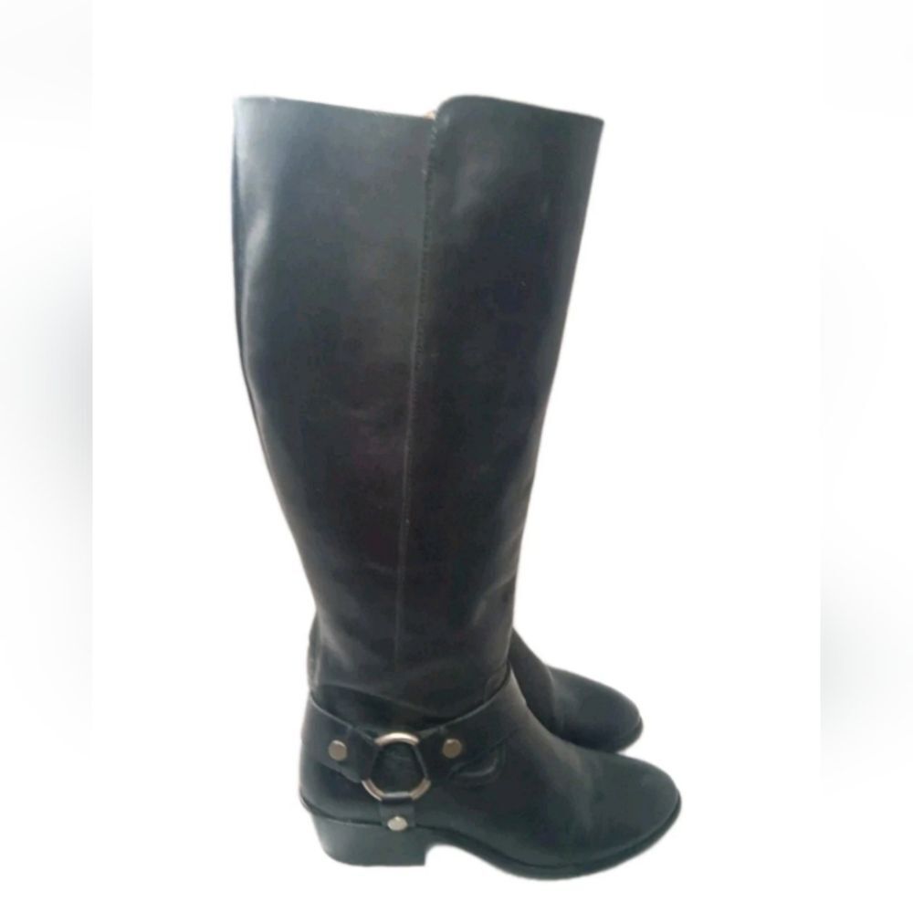 Frye Women's Carson Harness Tall Western Boots Size 9 M Black Leather 3470838
